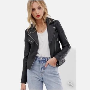 Barney's Originals Clara Real Leather Moto Jacket NWOT
